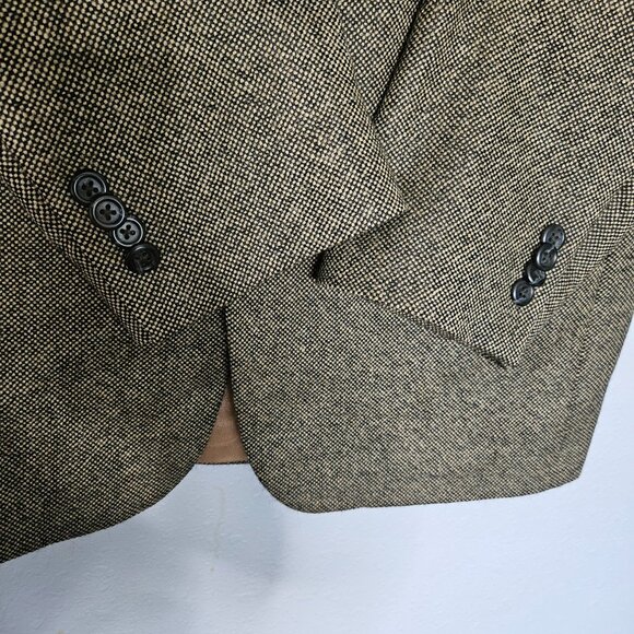 Lands'End 100% Lambswool Men's Tweet Blazer SZ 40R Black/Beige Sport Coat Preppy - Picture 9 of 15